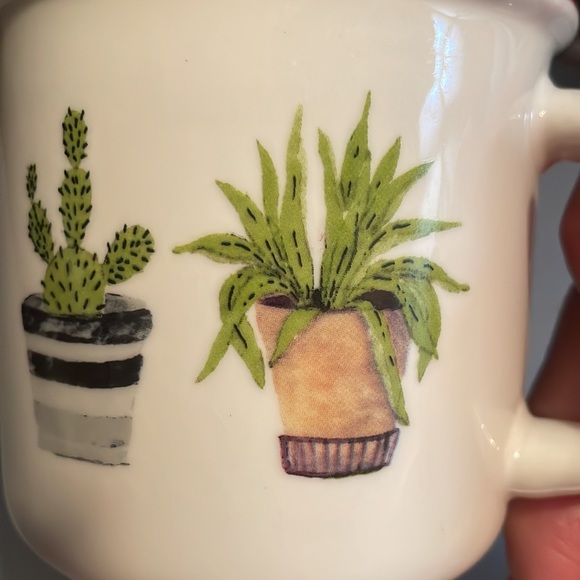 Cactus trio coffee mug. Design on both sides. Red rim - Picture 8 of 9